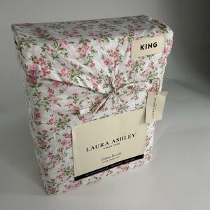 Laura Ashley Pink Floral Cotton Bedding Size King